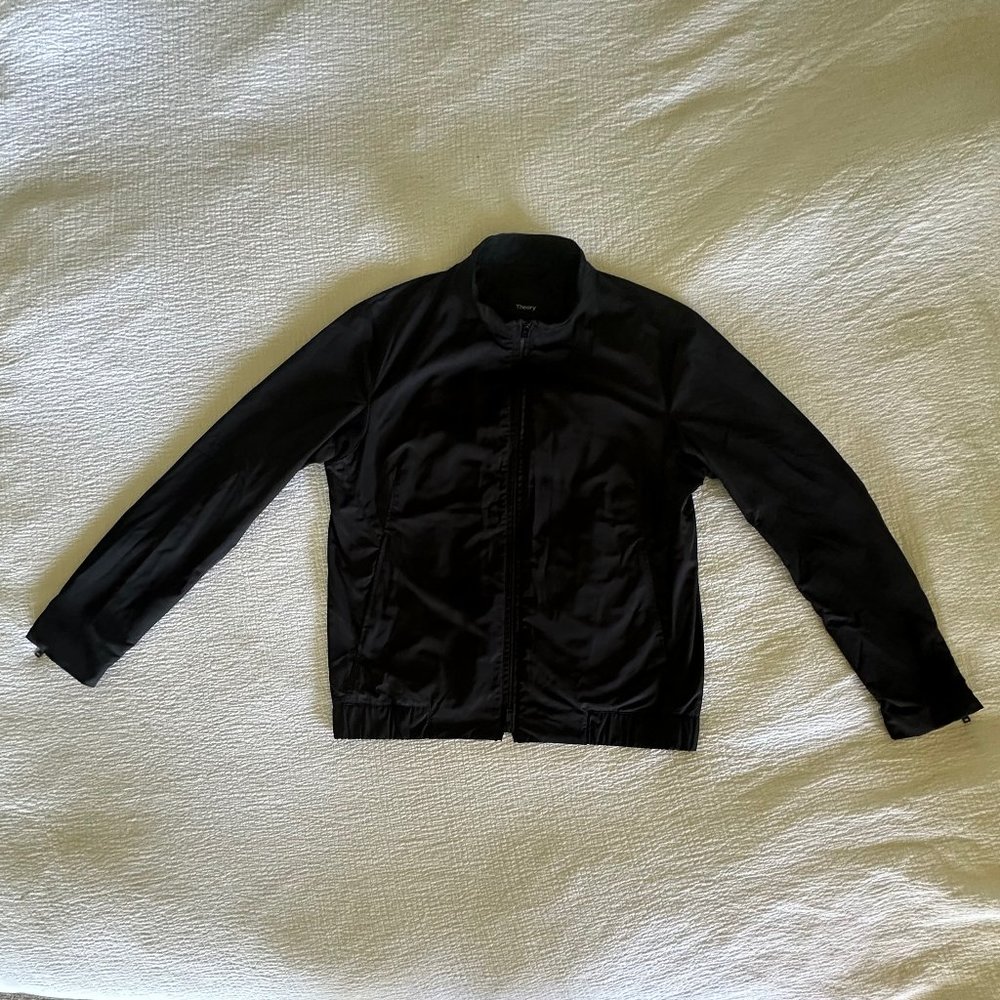 SOLD - Theory Trinton black zip-up rain jacket windbreaker EUC MSRP $395